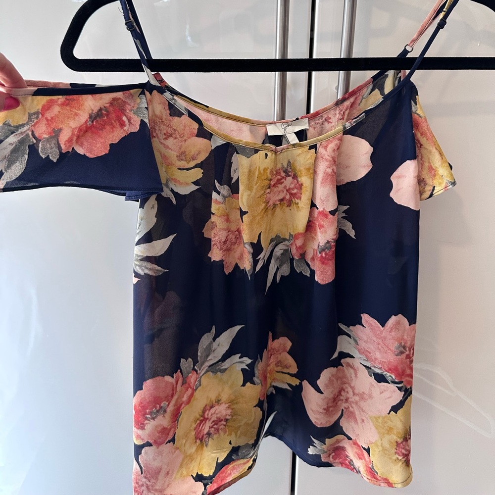 Joie XS silk floral printed off-the-shoulder blouse